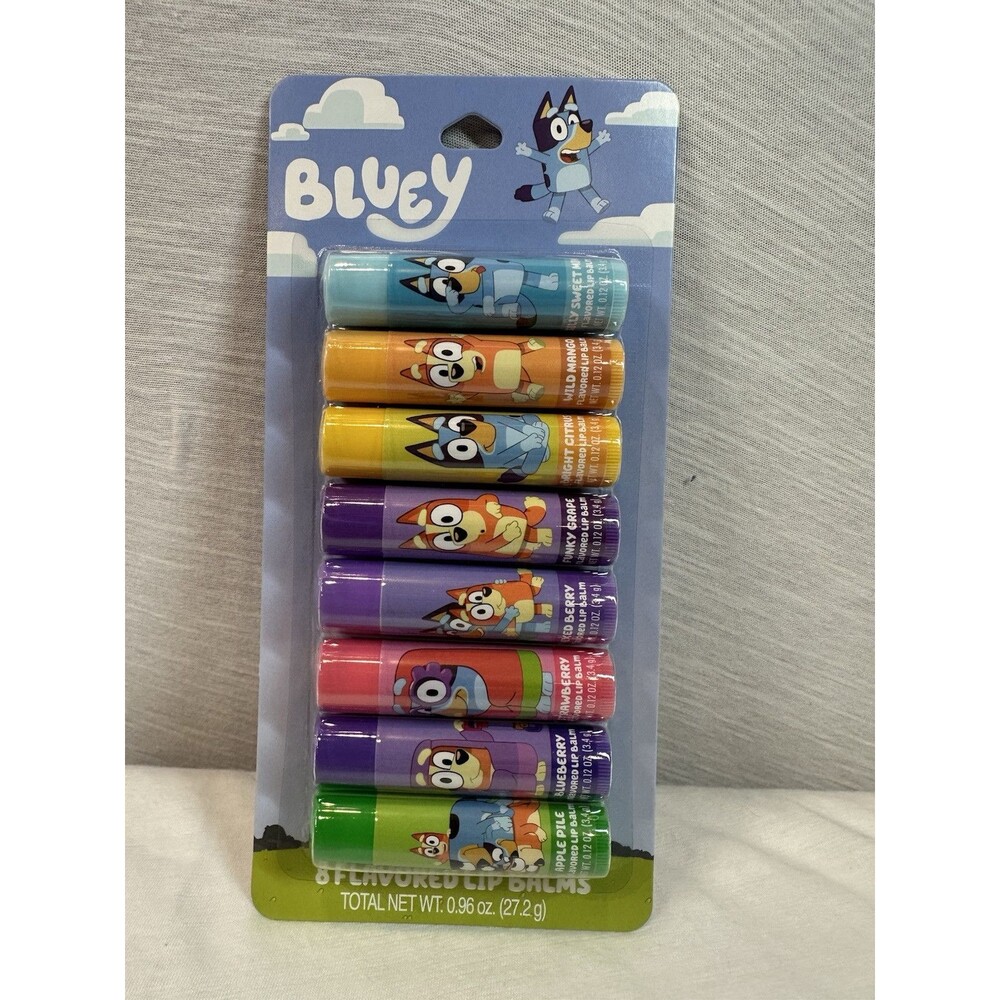 BLUEY Flavored Lip Balm Gift Set NEW NIB Taste Beauty Bingo LUDO BBC Studios Dog